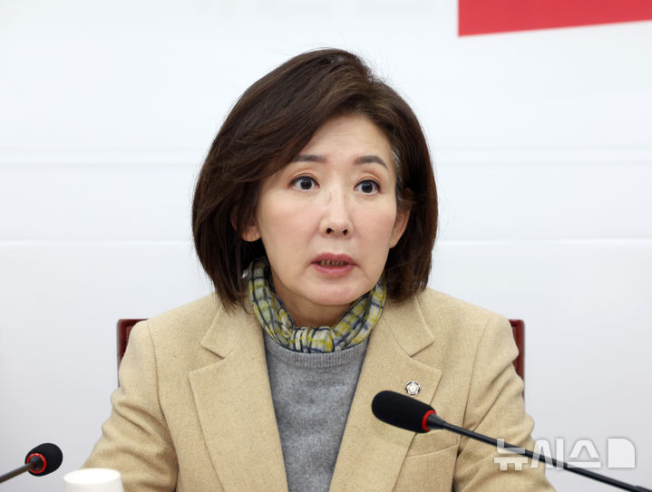 [서울=뉴시스] 김금보 기자 = 나경원 국민의힘 지방선거총괄기획단 위원장이 23일 오전 서울 여의도 국회에서 열린 지방선거총괄기획단 전체회의에서 발언을 하고 있다. 2025.12.23. kgb@newsis.com