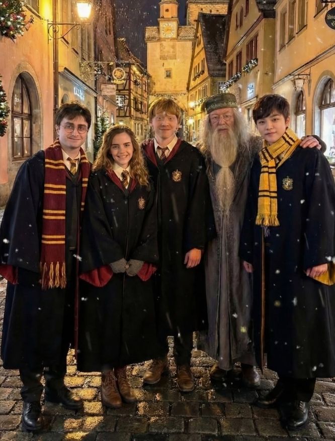 [뉴시스] 마술사 최현우(47)가 호그와트 교장 덤블도어 역을 맡았던 배우 마이클 갬본과 극중 교복 차림으로 함께한 모습. (사진 = 인스타그램 캡처) 2025.12.24. *재판매 및 DB 금지