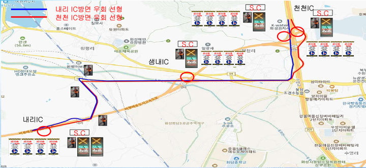 [화성=뉴시스]비봉~매송간 도시고소도로 차단지점 및 우회로 안내도.(사진=화성시 제공)2025.12.24.photo@newsis.com *재판매 및 DB 금지