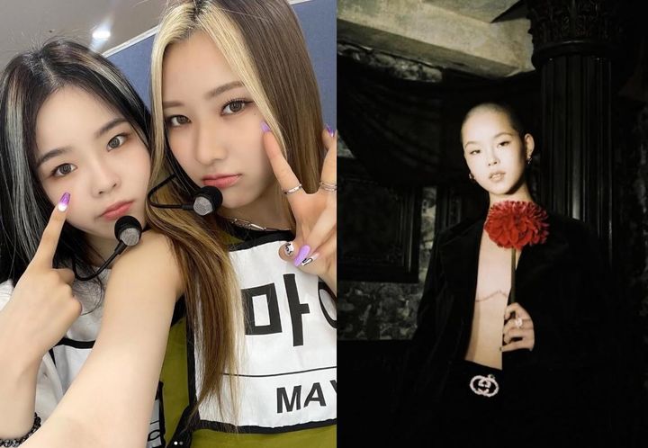 [뉴시스] 일본 7인조 걸그룹 엑스트라오디너리걸스(XG)의 막내 멤버 코코나(20)가 자신이 트랜스남성 논바이너리임을 공개하고 유방 절제 수술을 받았다고 밝혔다. 왼쪽 사진은 XG의 코코나와 마야, 오른쪽 사진은 유방 절제술을 받은 코코나의 모습. (사진 = 코코나 인스타그램 갈무리) 2025.12.24. *재판매 및 DB 금지