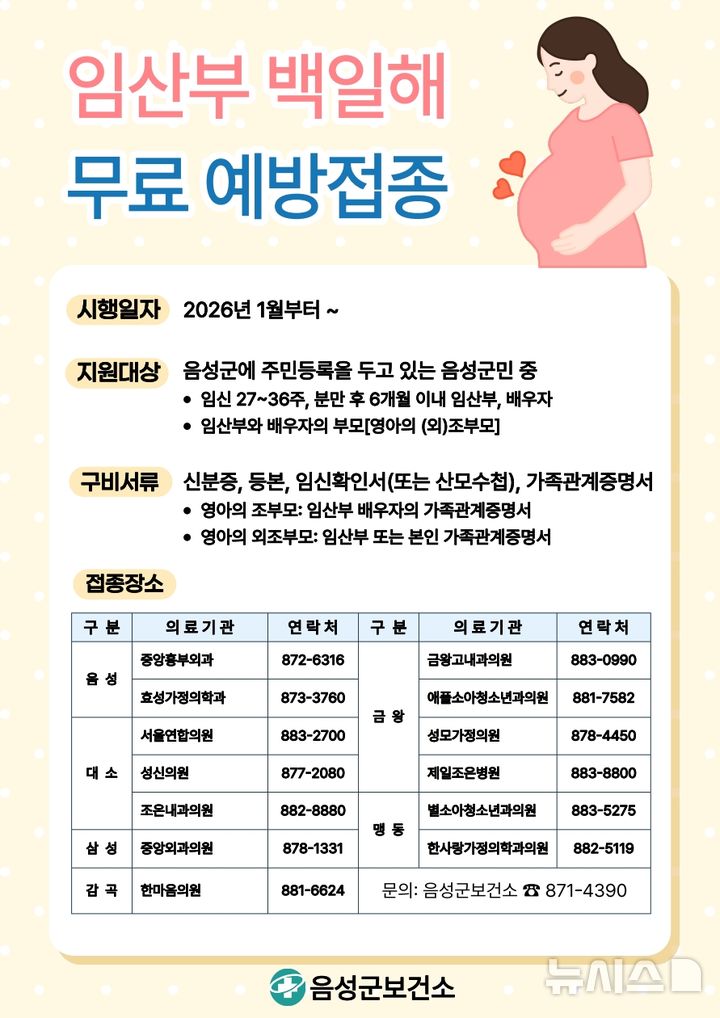 [음성=뉴시스] 음성군 백일해 예방접종 포스터