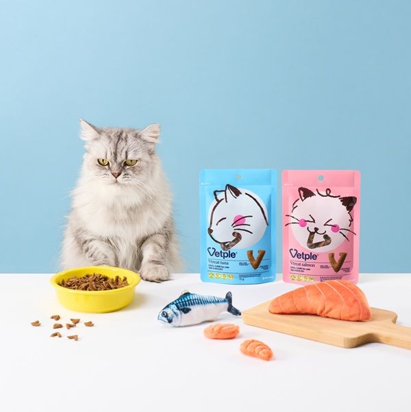 [서울=뉴시스] 동아제약의 펫 헬스케어 브랜드 벳플이 반려묘 전용 구강관리 스낵 '벳플 브이트릿(V Treat) 2종'을 출시했다. (사진=동아제약 제공) 2025.12.27. photo@newsis.com *재판매 및 DB 금지