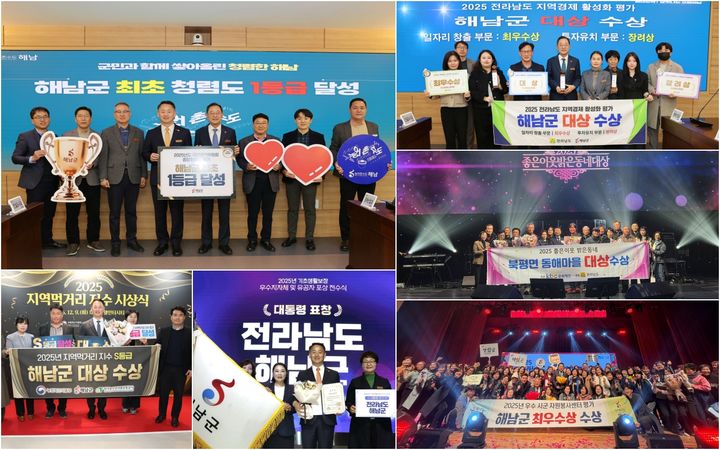 [해남=뉴시스]해남군 기관 표창. (사진=해남군 제공) 2025.12.26. photo@newsis.com *재판매 및 DB 금지