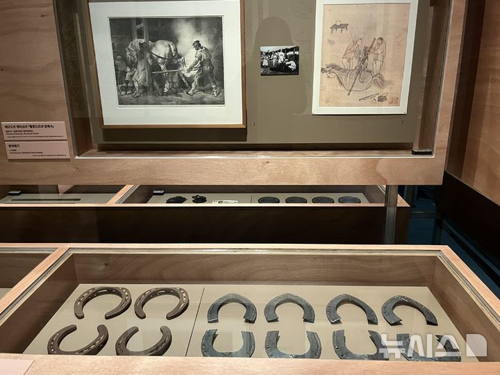 [서울=뉴시스] 국립민속박물관 기획전시실 2에서 열리는 2026년 병오년 말띠해 특별전 '말馬들이 많네-우리 일상 속 말'에 전시된 편자들(아래) (사진=국립민속박물관 제공) 2025.12.26.suejeeq@newsis.com