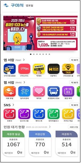 [구미=뉴시스] 모바일 앱 포털. (사진=구미시 제공) 2025.12.28 photo@newsis.com *재판매 및 DB 금지