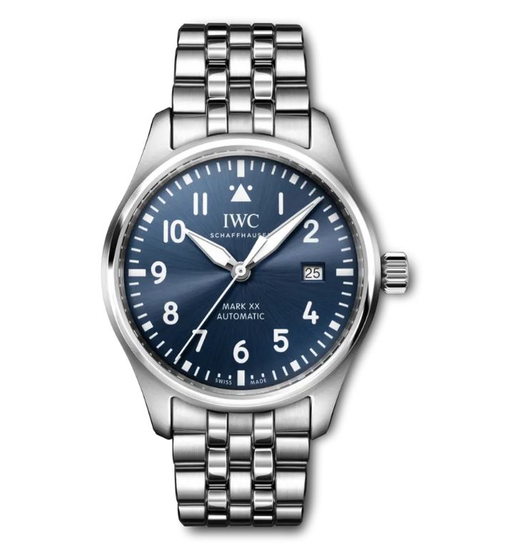 [서울=뉴시스] 파일럿 워치 마크 XX(20) 스틸 브레이슬릿 40㎜ 모델. (사진=IWC 공식 누리집 갈무리) 2025.12.29. photo@newsis.com