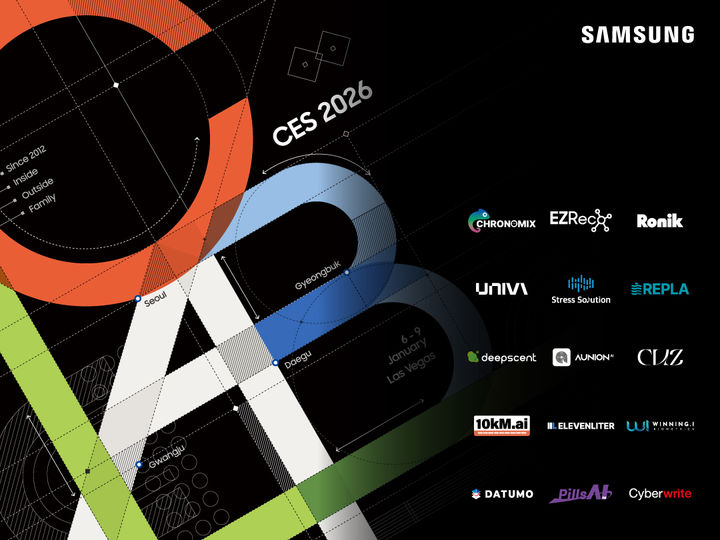 [서울=뉴시스]'CES 2026' C랩 전시관 포스터. 삼성전자가 내년 1월 6일부터 9일까지 미국 라스베이거스에서 열리는 세계 최대 IT·가전 전시회 'CES 2026'에서 'C랩 전시관'을 통해 스타트업의 글로벌 시장 진출을 지원한다. (사진 = 삼성전자) 2025.12.29. photo@newsis.com *재판매 및 DB 금지