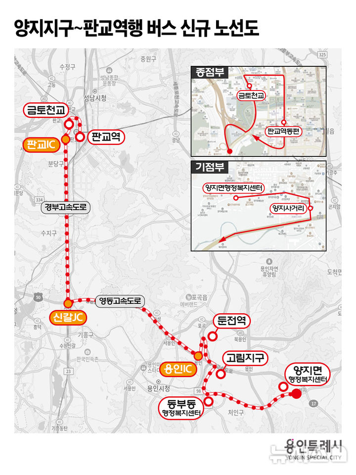 [용인=뉴시스]양지지구~판교역행 버스 신규 노선도(사진=용인시 제공)2025.12.29.photo@newsis.com