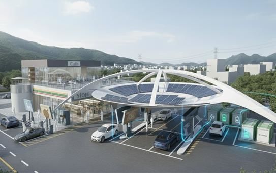 [서울=뉴시스]태양광+ESS+전기차 충전 가능 주유소 이미지. (사진 = 대한상공회의소) 2025.12.29. photo@newsis.com *재판매 및 DB 금지