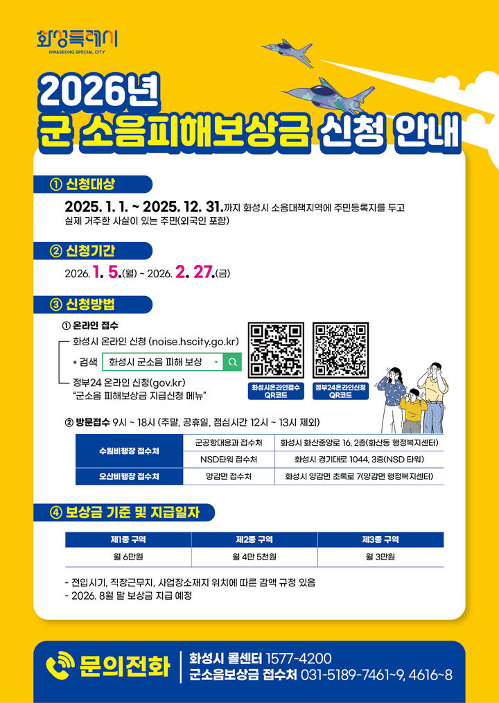 [화성=뉴시스]2026년 화성특례시 군소음피해보상금 신청 디지털 홍보자료.(사진=화성시 제공)2025.12.29.photo@newsis.com *재판매 및 DB 금지