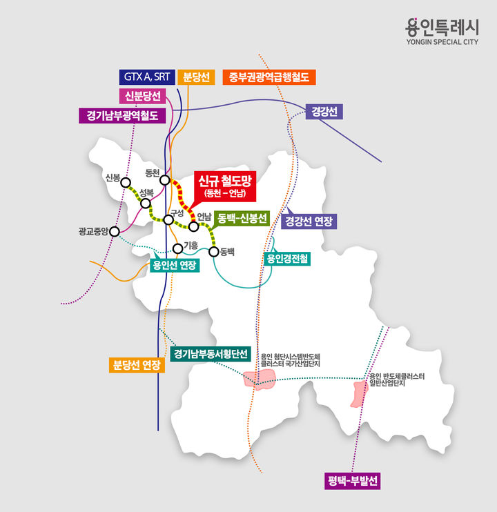 [용인=뉴시스] 경기 용인시가 추진하기로 한 신규 도시철도 노선도. (사진=용인시 제공) 2025.12.29. photo@newsis.com *재판매 및 DB 금지