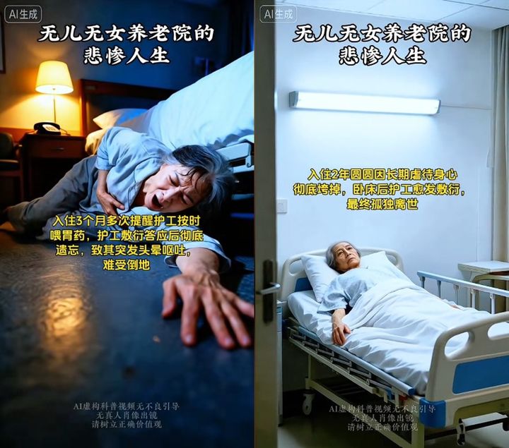 [뉴시스] 최근 '자식이 없는 대가(无儿无女的代价)'라는 제목으로 도우인에 올라온 영상. (사진=도우인 갈무리) *재판매 및 DB 금지