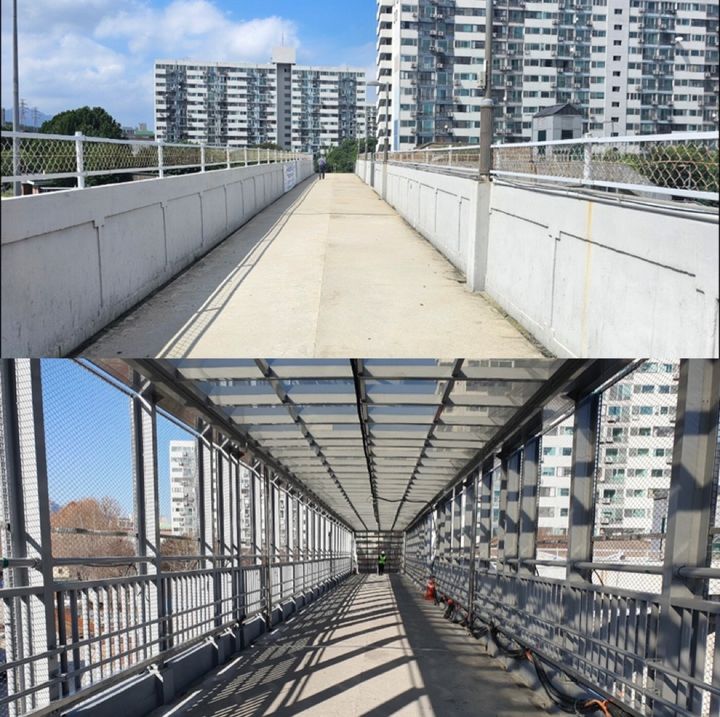 [서울=뉴시스] 광운대역 육교 캐노피 보강공사 전후 비교사진. 2025.12.30. (사진=노원구 제공) *재판매 및 DB 금지