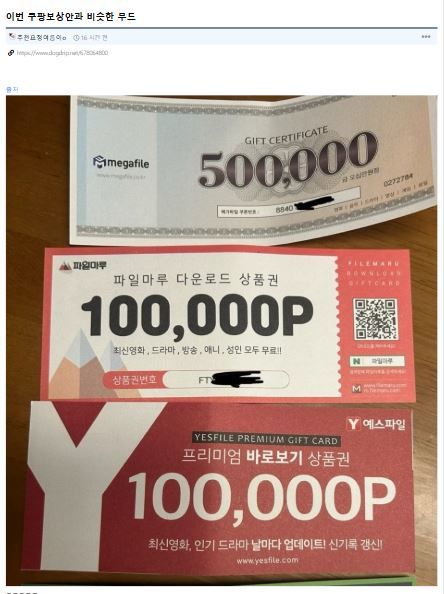 실제로 쓸 수 있는 혜택은 제한적인 포인트 상품권을 쿠팡의 개인정보 유출 보상안에 빗대 풍자한 온라인 커뮤니티 게시글이 누리꾼들의 관심을 모으고 있다.2025.12.31.(사진=온라인 커뮤니티 캡처) *재판매 및 DB 금지