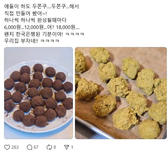 [뉴시스] 최근 비싼 가격과 품절 사태로 직접 '두쫀쿠'를 만드는 이들까지 등장했다. (사진=X @starstarfarm 캡처) *재판매 및 DB 금지