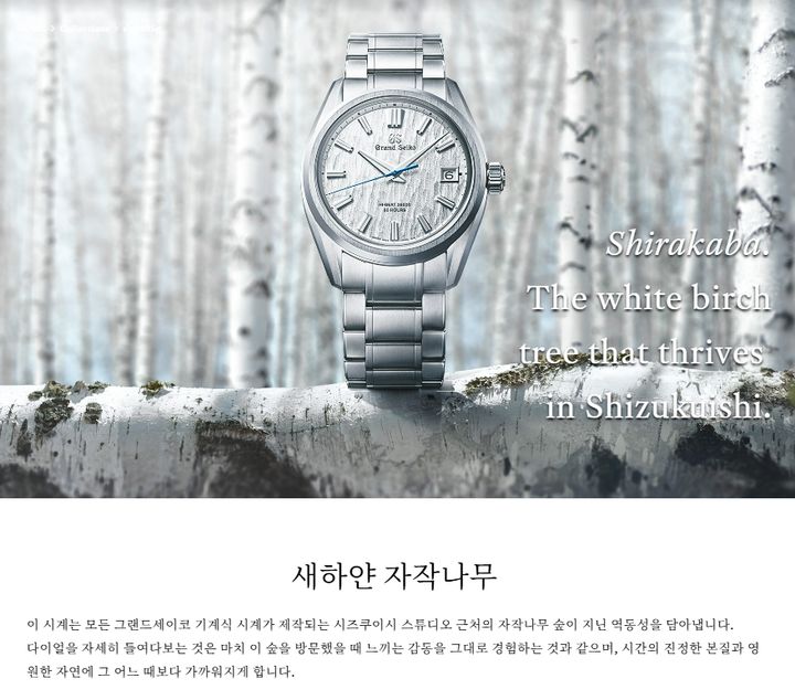 [서울=뉴시스] 그랜드세이코는 병오년(丙午年·붉은 말의 해) 첫 날(1일) 제품 가격을 4~11% 올렸다. 이에 따라 엔트리 라인 인기 제품 SBGX263 37㎜는 385만원에서 410만원(6.5%)으로, 이른바 자작나무로 불리는 인기 제품 SLGH005 40㎜는 1510만원에서 1600만원(6.0%) 값이 인상됐다. 사진은 SLGH005 모델 이미지. (사진=그랜드세이코 누리집 갈무리) 2026.01.02. photo@newsis.com