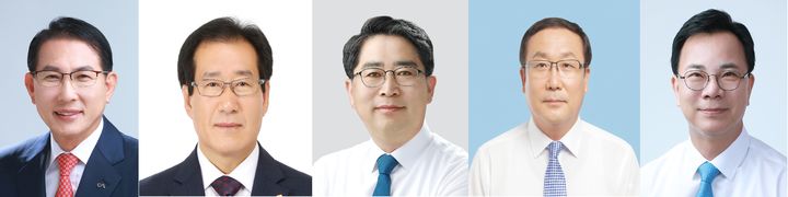 [서산=뉴시스] 지방선거 충남 서산시장 후보(왼쪽부터 이완섭, 임재관, 맹정호, 박상무, 한기남). (사진=각 후보 제공) 2026.01.03. photo@newsiscom *재판매 및 DB 금지