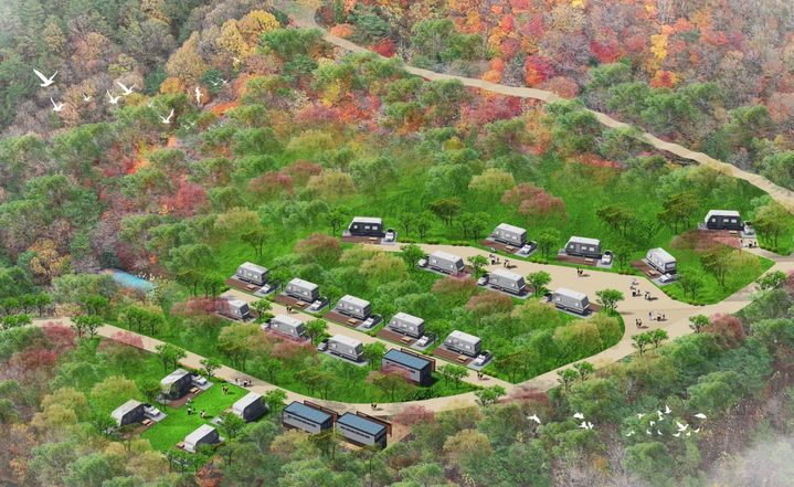 [광주=뉴시스] 광주 남구가 3월 개장을 목표로 조성 중인 덕남마을 천혜 자연지구 힐링숲 캠핑장 조감도. (사진=남구 제공) 2026.01.04. photo@newsis.com *재판매 및 DB 금지