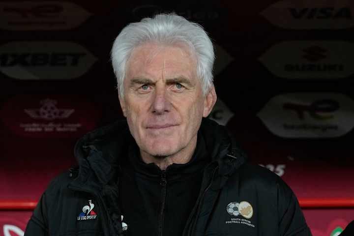 [라바트=AP/뉴시스]휴고 브로스 남아공 축구대표팀 감독. 2026.01.04.