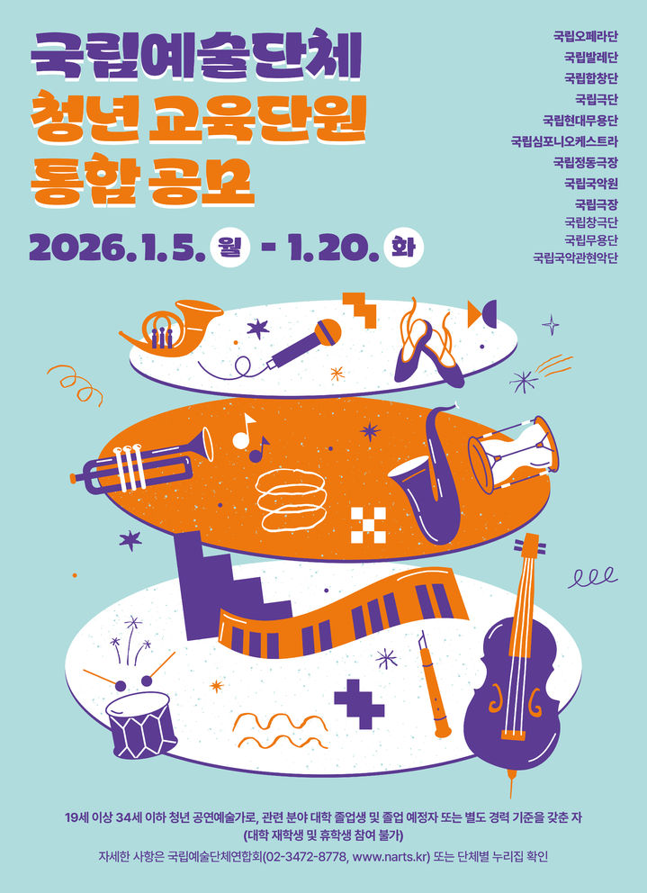  국립예술단체 청년 교육단원 공모 포스터. (문화체육관광부 제공) *재판매 및 DB 금지