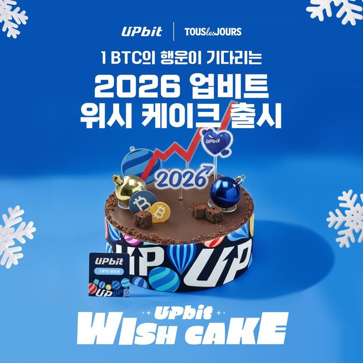 디지털자산 거래소 업비트를 운영하는 두나무는 CJ푸드빌이 운영하는 베이커리 브랜드 뚜레쥬르와 협업해 새해 한정판 상품 '2026 업비트 위시 케이크'를 출시한다(사진=두나무 제공) *재판매 및 DB 금지
