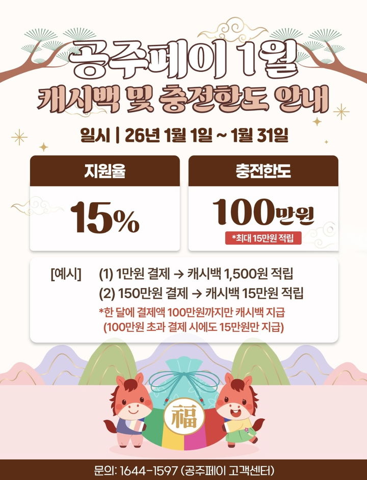 '공주페이' 환급지원율 15%…월 최대 15만원 혜택받는다