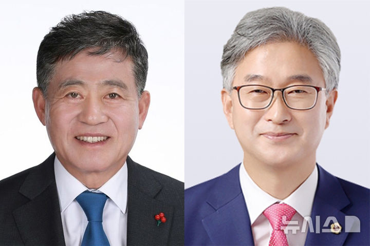 [김제=뉴시스] 왼쪽부터 정성주 김제시장, 나인권 전북특별자치도의원. (이미지= 뉴시스 전북취재본부) *재판매 및 DB 금지