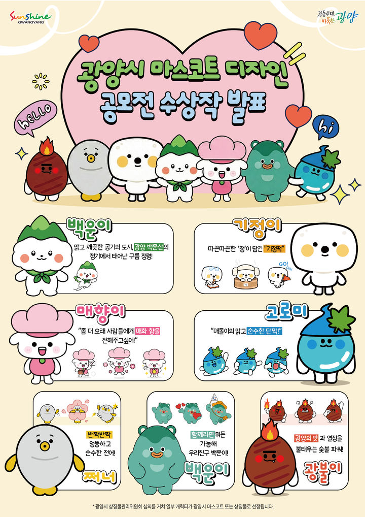 [광양=뉴시스] 광양시 마스코트 디자인 공모전 수상작. (사진=광양시 제공) 2026.01.06. photo@newsis.com *재판매 및 DB 금지