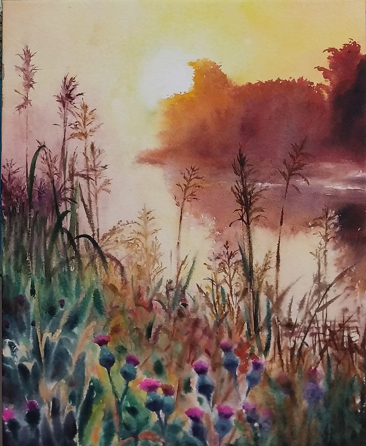 [대구=뉴시스] 대구 수성아트피아 예술아카데미 회원 김경화 작가의 '강가에서'. (사진=대구 수성아트피아 제공) 2026.01.06. photo@newsis.com *재판매 및 DB 금지