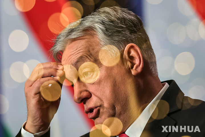 [부다페스트=신화/뉴시스] 빅토르 오르반 헝가리 총리가 지난달 5일(현지 시간) 헝가리 부다페스트에서 열린 연례 국제 기자회견에서 발언하고 있다. 2026.02.27