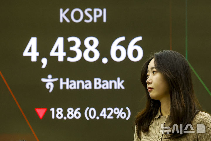 [서울=뉴시스] 정병혁 기자 = 6일 서울 중구 하나은행 딜링룸에서 직원들이 업무를 보고 있다. 이날 코스피는 전 거래일(4457.52) 보다 11.44포인트(0.26%) 내린 4446.08에, 코스닥 지수는 전 거래일(957.50) 보다 1.88포인트(0.20%) 오른 959.38에 출발했다.서울 외환시장에서 원·달러 환율은 전 거래일 주간거래 종가(1443.8)보다 1.2원 오른 1445원에 출발했다.2026.01.06. jhope@newsis.com