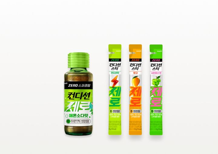 [서울=뉴시스] 컨디션 제로 스파클링(메론소다맛), 컨디션스틱 제로 3종(컨디션맛, 망고맛, 샤인머스캣맛) (사진=HK이노엔 제공) 2026.01.07. photo@newsis.com *재판매 및 DB 금지