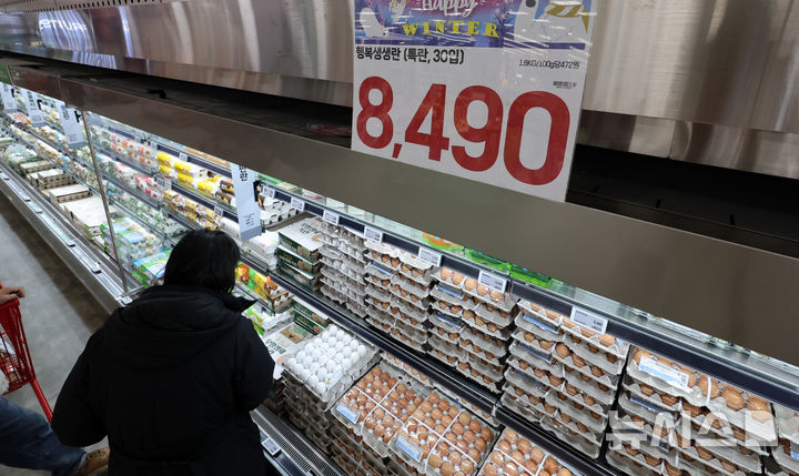 [서울=뉴시스] 이영환 기자 = 서울 시내의 한 대형마트에서 고객이 계란을 살펴보고 있다. 2026.01.07. 20hwan@newsis.com