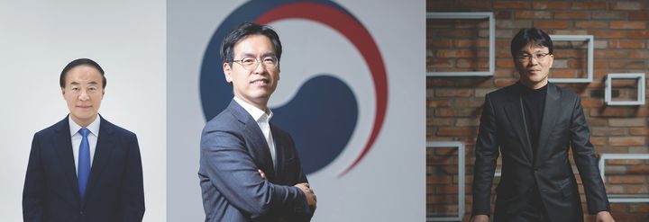 [서울=뉴시스] (왼쪽부터) 전영현 삼성전자 부회장, 김민재 행정안전부 차관, 한기수 필옵틱스 대표이사. (사진=한양대 제공) 2026.01.08. photo@newsis.com *재판매 및 DB 금지