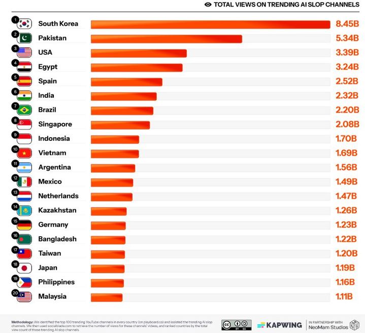 AI로 만든 저품질 영상 범람…한국, 소비량 세계 최고
