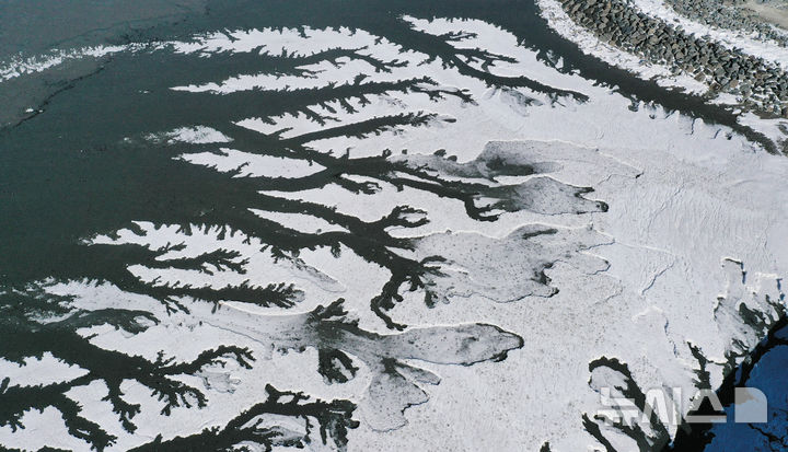 [화성=뉴시스] 김종택 기자 = 강추위가 찾아온 8일 경기 화성시 우정읍 매향리 포구 갯벌이 꽁꽁 얼어있다. 2026.01.08. jtk@newsis.com