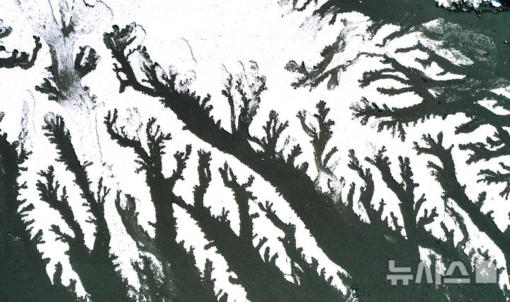 [화성=뉴시스] 김종택 기자 = 강추위가 찾아온 8일 경기 화성시 우정읍 매향리 포구 갯벌이 꽁꽁 얼어있다. 2026.01.08. jtk@newsis.com