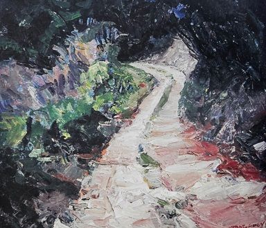 [통영=뉴시스] 신정철 기자= 경남 통영시 출신의 이상태, 안인권, 故 정종근 화백의 미술품 9점이 9일 통영시에 기증됐다.사진은 정종근 작가 '길' 작품 모습.(사진=통영시 제공).2026.01.09. photo@newsis.com *재판매 및 DB 금지