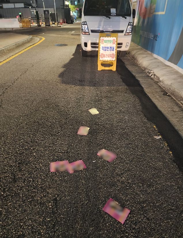 [서울=뉴시스] 서울 시내 한 골목길에 성매매 광고로 추정되는 불법 전단지가 바닥에 흩어져 있다. (사진=서울경찰청 제공) 2026.01.11. photo@newsis.com *재판매 및 DB 금지