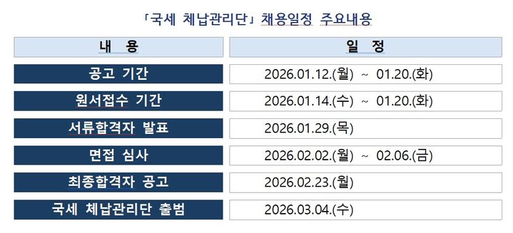 국세 체납관리단 3월 출범…기간제 실태확인원 500명 모집