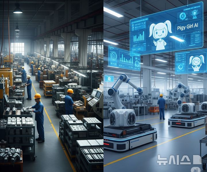 [창원=뉴시스]피지컬 제조 AI 도입 전과 후 공장 현장 비교 이미지.(자료=경남도 제공) 2026.01.13. photo@newsis.com