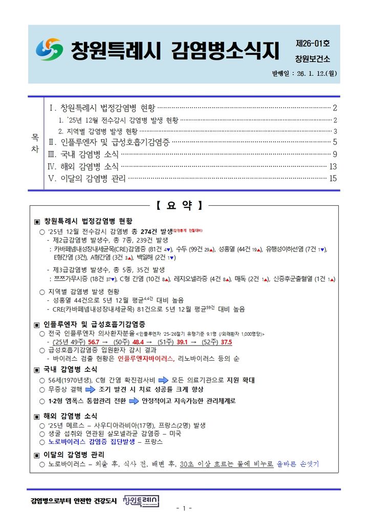 [창원=뉴시스] 경남 창원시 감염병 소식지. (사진=창원시청 제공) 2026.01.14. photo@newsis.com *재판매 및 DB 금지