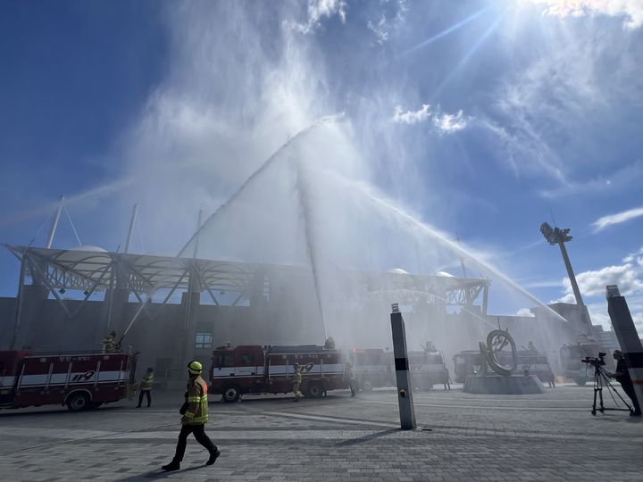 [양양=뉴시스] 지난해 9월23일 양양종합운동장 일원에서 '지진 발생에 따른 다중이용시설 복합 대형 화재' 상황을 가정한 재난대응 안전한국훈련 모습. (사진=뉴시스 DB). photo@newsis.com *재판매 및 DB 금지