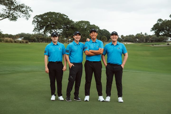 [서울=뉴시스]왼쪽부터 김민규, 송영한, 안병훈, 대니 리. (사진=스포츠닷 제공)