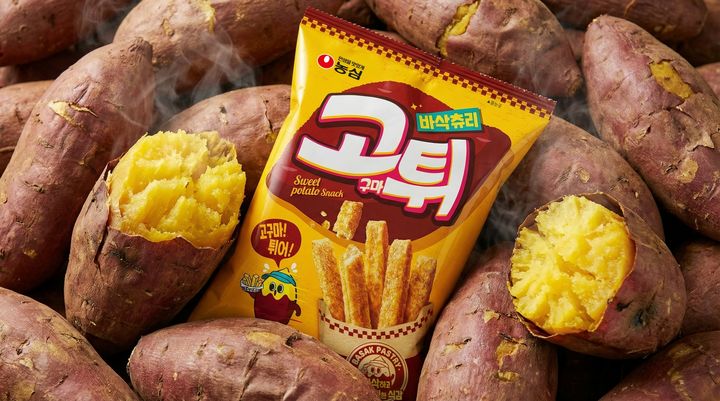 [서울=뉴시스] 농심이 '고구마 프라이즈(fries)'를 모티프로 한 스낵 신제품 '바삭츄리 고튀'를 22일 출시할 예정이라고 15일 밝혔다. (사진=농심 제공) 2026.01.15. photo@newsis.com *재판매 및 DB 금지