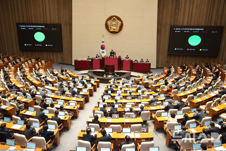 [서울=뉴시스] 김금보 기자 = 15일 오후 서울 여의도 국회에서 제431회국회(임시회) 제1차 본회의가 열리고 있다. 2026.01.15. kgb@newsis.com