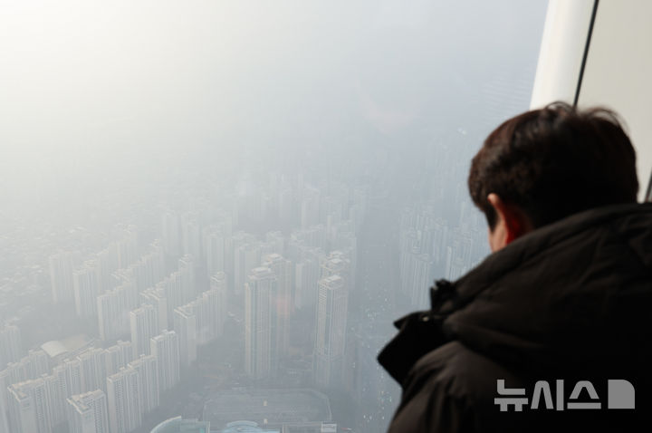 [서울=뉴시스] 황준선 기자 = 미세먼지와 초미세먼지 농도가 나쁨 수준을 보인 지난 15일 서울 송파구 일대가 먼지로 뿌옇게 흐리다. 2026.01.15. hwang@newsis.com