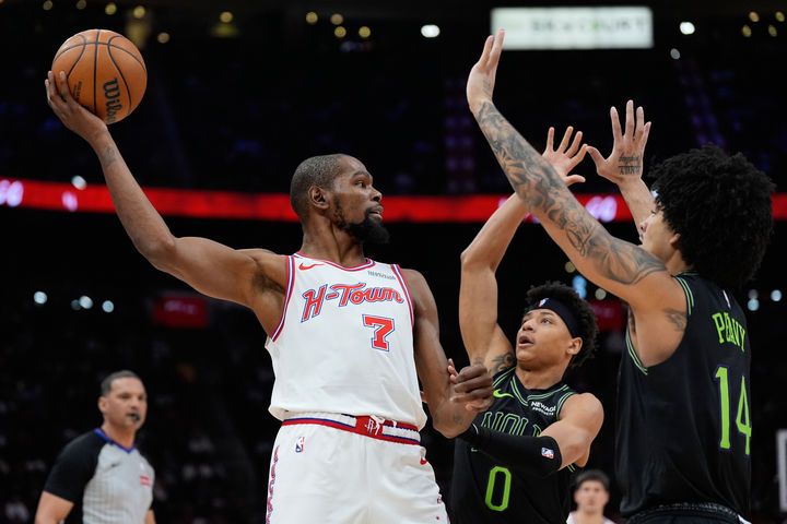 [휴스턴=AP/뉴시스] 미국프로농구(NBA) 휴스턴 로키츠의 케빈 듀란트. 2026.01.19