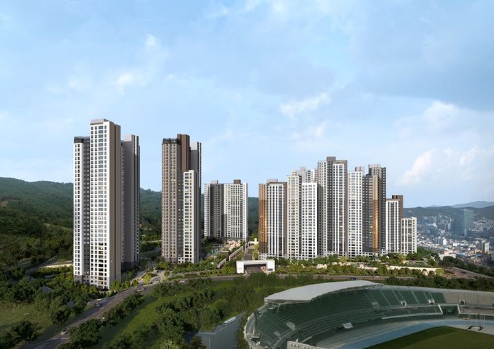 [서울=뉴시스] 두산건설은 경북 구미시 광평동 일원에 조성하는 ‘두산위브더제니스 구미’의 일반분양 물량이 모두 계약을 완료했다고 19일 밝혔다. 사진은 두산 위브더제니스 구미의 투시도. 2026.01.19. (사진=두산건설 제공) photo@newsis.com *재판매 및 DB 금지