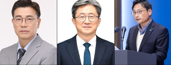 [수원=뉴시스] 왼쪽부터 최원용 전 경기경제자유구역청장, 정순욱 전 광명부시장, 오후석 전 경기도 행정2부지사. 2026.01.20. photo@newsis.com *재판매 및 DB 금지